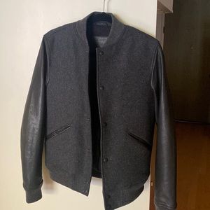 All Saints Mens wool & leather bomber jacket